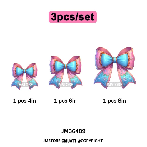 Colorful Princess Vibes Coquette Girly Kids Pastel Bows Printed Decals Iron on DTF Transfer Stickers Ready to Press for Clothes