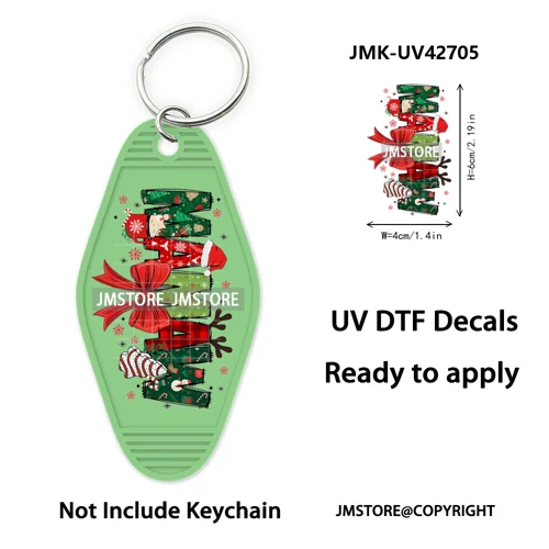 Preppy Bow Christmas Reindeer Mama Mini UV DTF Keychain Decals Ready To Apply Waterproof Durable Wraps For Hotel Motel Keychain