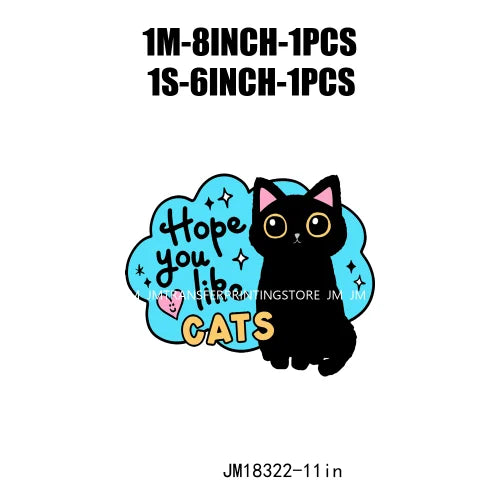 DIY Lovely Cat No Lazy Don't Stress Love And Light Decals Positive Quotes DTF Transfers Stickers Ready To Press For Hoodies