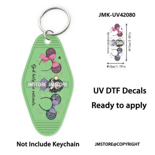 Coquette Bow Magical Mouse Cartoon UV DTF Motel Keychain Decal Ready To Ship Durable Transfer Stickers Prints For Hotel Keychain