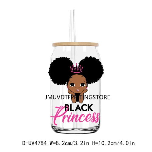 God Says I Am Black Queen Princess UV DTF Transfer Sticker Decal For Libbey Cold Cups Mugs Tumbler Waterproof DIY Logo Afro Girl