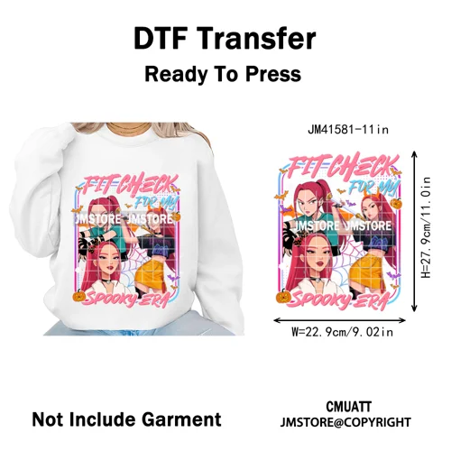 Cartoon Kpop Spooky Boys Girls In This House Era Halloween Iron on DTF Washable Transfers Stickers Ready to Press for Clothes