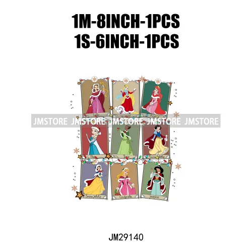 Cartoon Princess Jolly Tis The Season Christmas Party Best Day Ever Iron On DTF Transfers Stickers Ready To Press For T-shirts