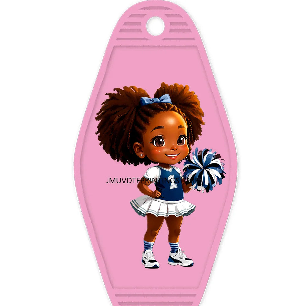 Sport Football Player High Quality WaterProof UV DTF Sticker For Motel Hotel Keychain Black Afro Girls