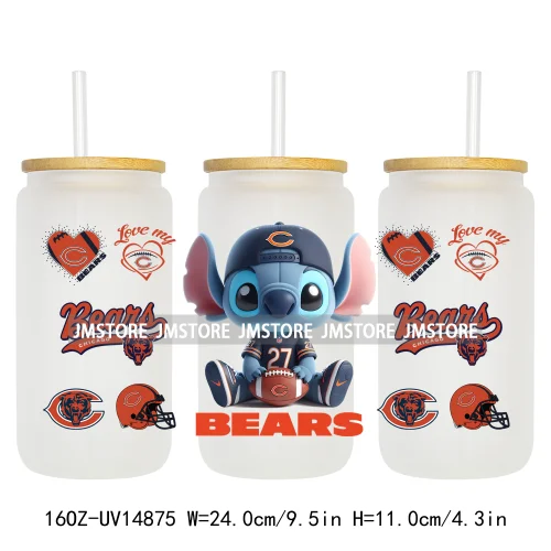 Cute Cartoon Sport Team Game Day 16OZ UV DTF Cup Wraps Ready To Apply Waterproof Transfer Stickers For Libbey Glass Can Tumbler