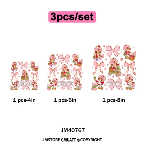 Best Friends Birthday Cute Little Berry Girl Coquette Character Design Iron on DTF Transfers Stickers Ready to Press for Textile