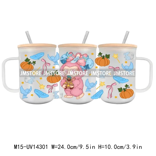 Cartoon Monsters Doll 15OZ Glass Mug UV DTF Cup Wrap Ready To Apply Waterproof High Quality Custom Prints For Mugs Cup Tumbler