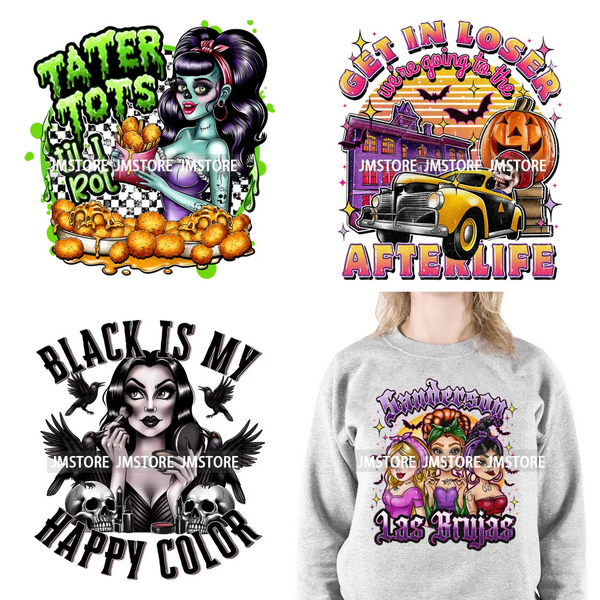 New Halloween Phone Game Horror Sacry Character Las Brujas Get In Loser DTF Iron On Transfer Sticker Ready To Press For Clothing