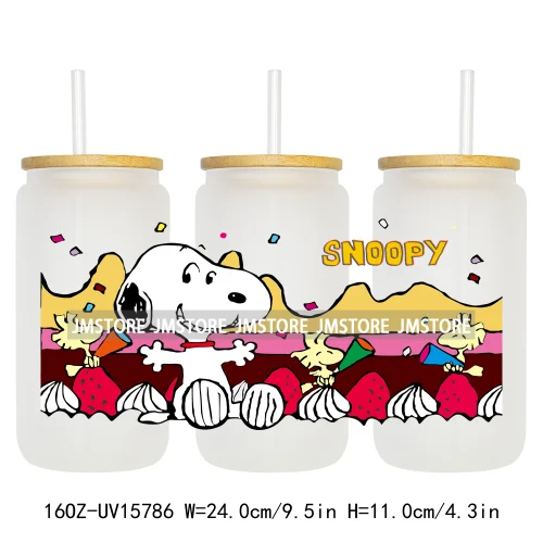 Retro Puppy Cartoon Best Friends 16OZ UV DTF Cup Wraps Ready To Apply Waterproof Transfer Stickers For Libbey Glass Can Tumbler