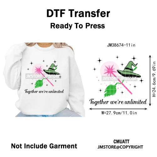 In My Witch Era Pink Goes With Green Coquette Bow Magic Broom Iron on DTF Washable Transfers Stickers Ready to Press for Textile