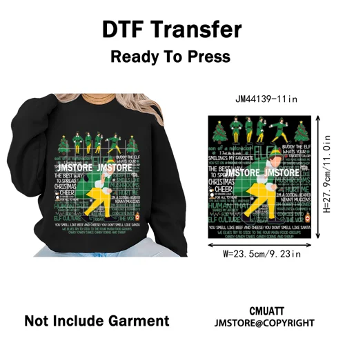 Funny Christmas Movie Quotes Cartoon Characters Santa Iron on Washable DTF Heat Transfer Stickers Ready to Press for Sweatshirts