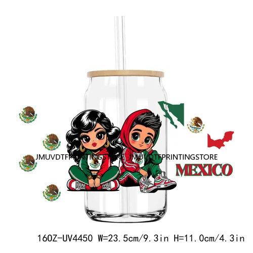 Cartoon Strawberry Girl 16OZ UV DTF Cup Wrap Transfers Stickers Mexican Custom Labels DIY Waterproof Logo For Libbey Glass Can