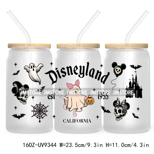 Halloween Mouse And Friends UV DTF Sticker For 16OZ Libbey Glass Cup Can Wrap Transfer Stickers Custom Labels Logo Spooky Vibes