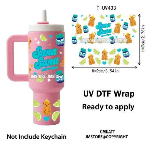 Concha Mexican Culture Cartoon Cow UV DTF Mini Tumbler Keychain Wraps Ready To Apply Transfer Stickers Prints Waterproof Decals