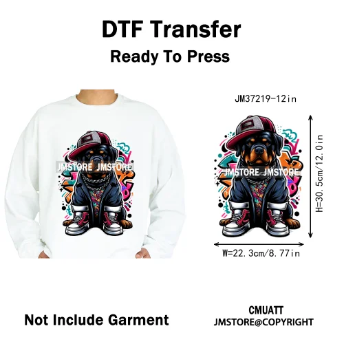 12in Cool Jungle King Beats Graffiti Hip Hop Animals Lover Iron on DTF Thermal Transfers Stickers Ready to Press for T-shirts