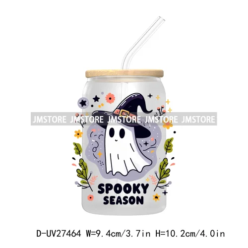 Trick or Teach Ghouls Halloween UV DTF Transfer Stickers Decals For Libbey Cold Cups Mugs Tumbler Waterproof Label Spooky Season