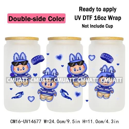 Double Sided Color UV DTF Cup Wraps 16OZ Wholesale Custom Bulk Waterproof Cartoon Cute Monster Coquette Bow DIY Craft Mug Glass