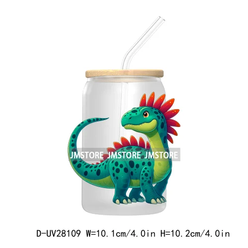 Cute Baby Dinosaur Kids Gift UV DTF Transfer Stickers Decals For Libbey Cold Cups Mugs Tumbler Waterproof Craft Cartoon Animals