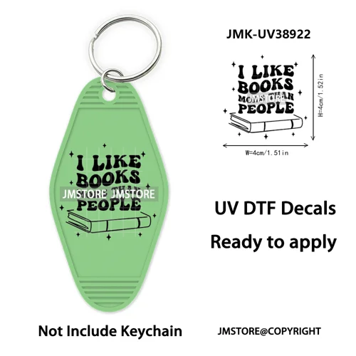 Reading Book Animals Mental Health UV DTF Motel Keychain Wraps Ready To Apply Waterproof High Quality Hotel Keychain Decals