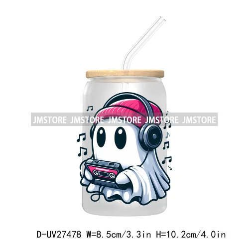 Trick or Teach Ghouls Halloween UV DTF Transfer Stickers Decals For Libbey Cold Cups Mugs Tumbler Waterproof Label Spooky Season