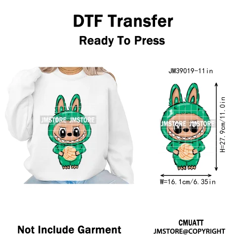 New Cartoon Doll Character With Mexican Food Iron on DTF Washable Heat Transfers Stickers Ready to Press for Textile Bags
