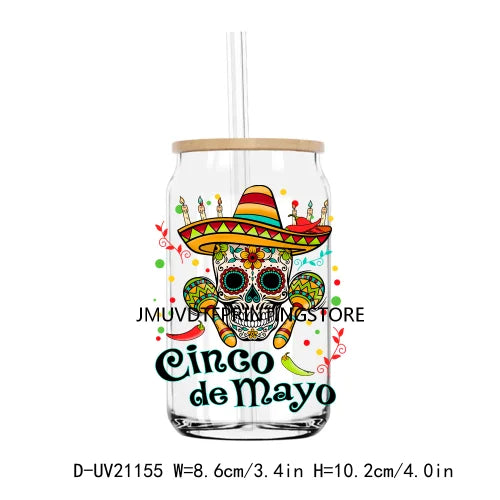 Mecican Cinco De Mayo Sombrero Hat UV DTF Transfers Stickers Decals For Libbey Cold Cups Mugs Tumbler Waterproof DIY Logo Latina