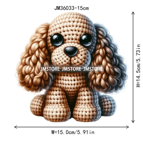 15cm 5.9in Colorful Cute Needle Hook Animal Iron On DTF Heat Transfer Sticker For Clothes Print Vinyl Washable T-Shirt Appliques
