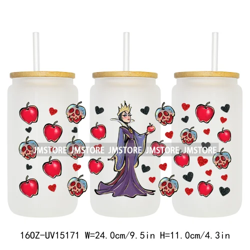 Cartoon Princess Coquette Mermaid 16OZ UV DTF Cup Wraps Ready To Apply Waterproof Transfer Stickers For Libbey Glass Can Tumbler