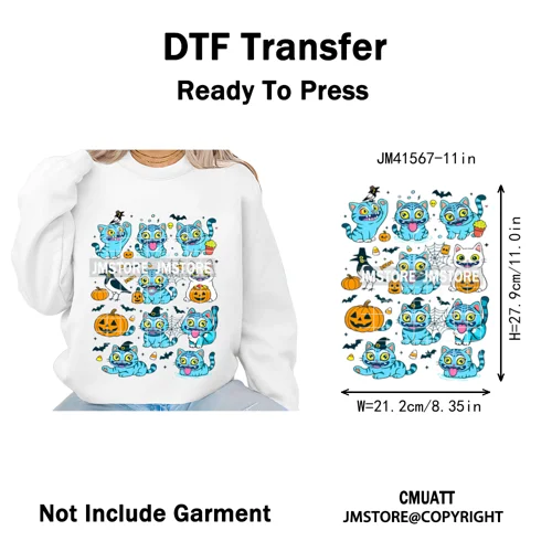 Cute Blue Tiger Idol Group Characters Kpop Halloween Pumpkin Iron on DTF Washable Transfers Stickers Ready to Press for Textile