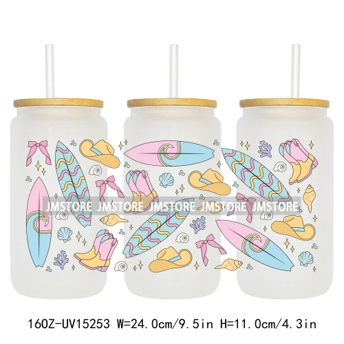 Summer Season Salty Beach UV DTF Stickers Ready to Transfer Cup Wrap Custom Labels DIY Craft For Libbey Can Glass Tumblers Mugs
