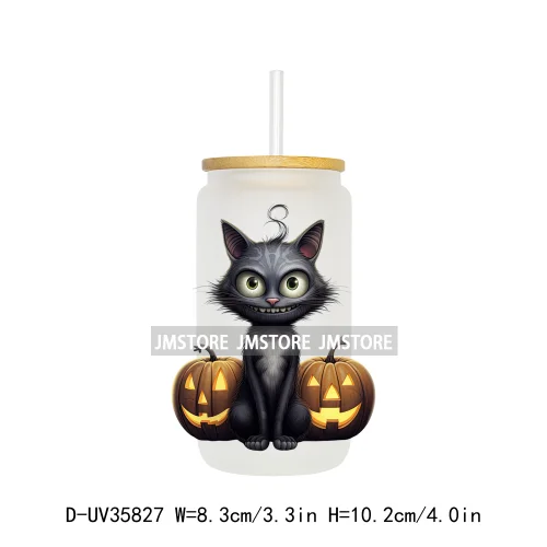 Cute Black Cats Halloween UV Sticker Decals For Libbey Cold Cups Mugs Tumbler Transfer Stickers Waterproof High Quality Prints