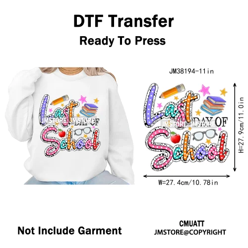 Hello Summer Lake Junkie Beach Vibes Last Day Of School Iron on DTF Thermal Transfer Stickers Ready to Press for T-shirt Bags