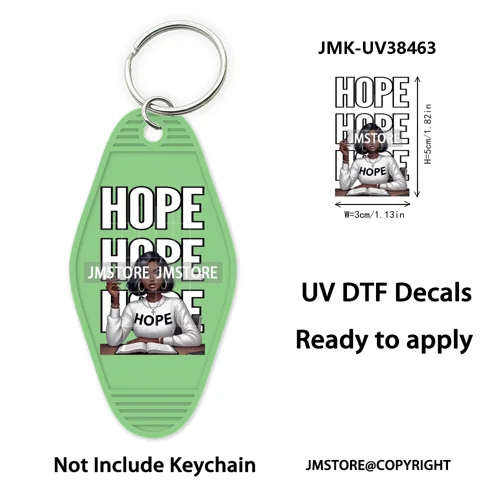 Afro Girls Faith Religious Christian UV DTF Motel Keychain Wraps Ready To Apply Waterproof High Quality Hotel Keychain Decals