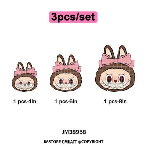 Coquette Bow Monster Doll Drinking Soda Bottle Thermal Printing Iron on DTF Washable Transfer Sticker Ready to Press for Clothes