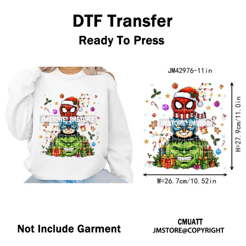 Very Merry Christmas Party Cartoon Princess Kids Friends Winter Gifts Iron on DTF Transfers Stickers Ready to Press for Textiles
