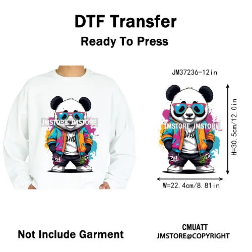 12in Cool Jungle King Beats Graffiti Hip Hop Animals Lover Iron on DTF Thermal Transfers Stickers Ready to Press for T-shirts
