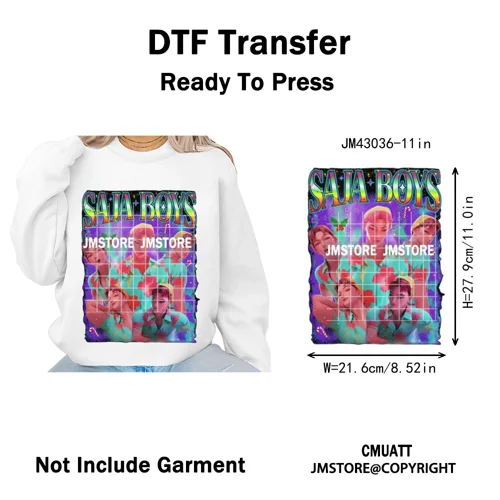 Kpop Hunters Merry Christmas Tiger Anime Lover Holiday Gift Iron on DTF Heat Transfers Stickers Ready to Press for Sweatshirts