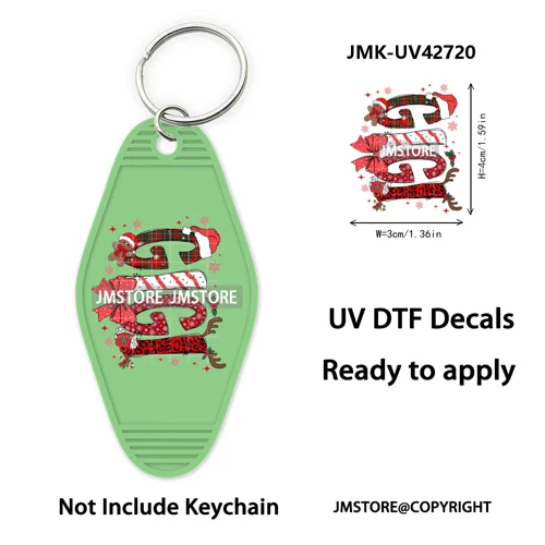 Preppy Bow Christmas Reindeer Mama Mini UV DTF Keychain Decals Ready To Apply Waterproof Durable Wraps For Hotel Motel Keychain