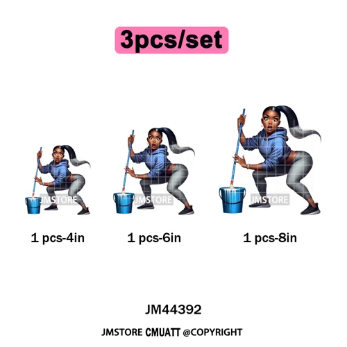 Angry Office African Girl Sassy Moods Housework Mom Iron on Washable DTF Heat Transfer Stickers Ready to Press for T-shirts Bags