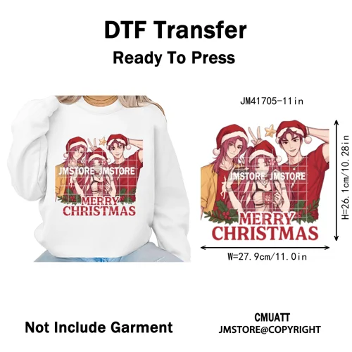 Holly Stars Gifts Happy Kpop Christmas Vibes Winter Holiday Iron on DTF Washable Transfers Stickers Ready to Press for Hoodies
