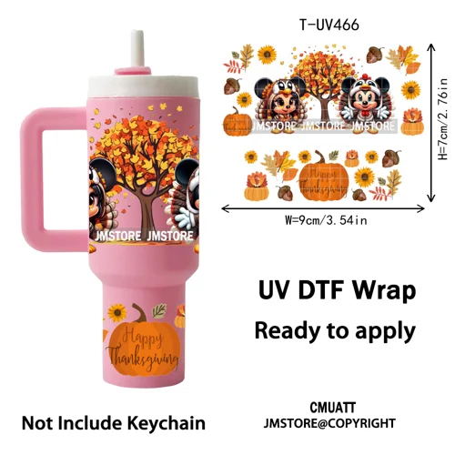 Cartoon Movie Thanksgiving Christmas UV DTF Keychain Wraps Ready To Apply Durable Custom UV Stickers For Mini Tumbler Keychain