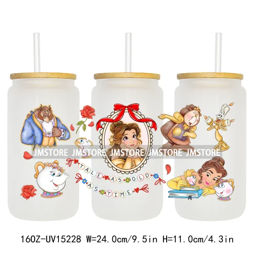 Princess Cartoon Magical Mirror Bow UV DTF Stickers Ready to Transfer Cup Wrap Custom Labels For Libbey Can Glass Tumblers Mugs