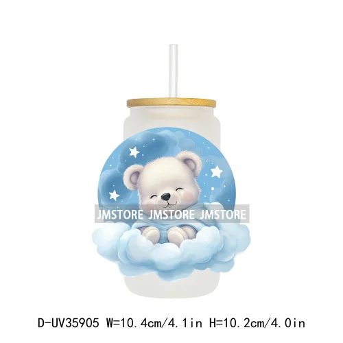 Dreamy Sleeping Baby Animals UV Sticker Decals For Libbey Cold Cups Mugs Tumbler Transfer Stickers Waterproof Top Quality Prints