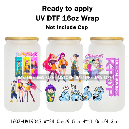 Demon Hunter Merch Derpy Tiger 16OZ UV DTF Cup Wraps Ready To Apply Waterproof Transfer Stickers For Libbey Glass Can Kpop Girls
