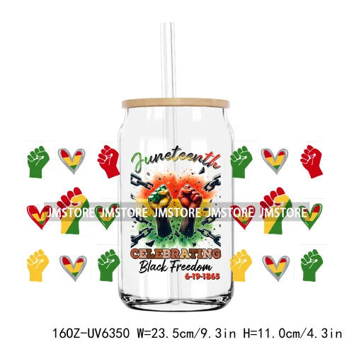 1865 Vibes Juneteenth Sunflower 16OZ UV DTF Cup Wrap Transfer Stickers Custom Label Durable Waterproof Logo For Libbey Glass Can