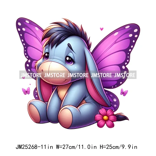 Cute Butterfly Baby Cartoon Animal Printing Decals Iron On DTF Heat Press Transfers Stickers Ready To Press For T-shirts Bags