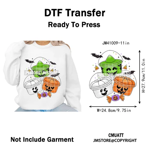Cute Iridescent Ghost Girly Halloween Coquette Spooky Vibes Iron on Washable DTF Transfers Stickers Ready to Press for Clothing