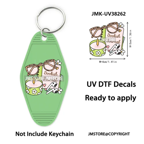 Bookish Journal Coquette Bow Flowers Heart UV DTF Motel Keychain Decal Ready To Ship Transfer Stickers Prints For Hotel Keychain