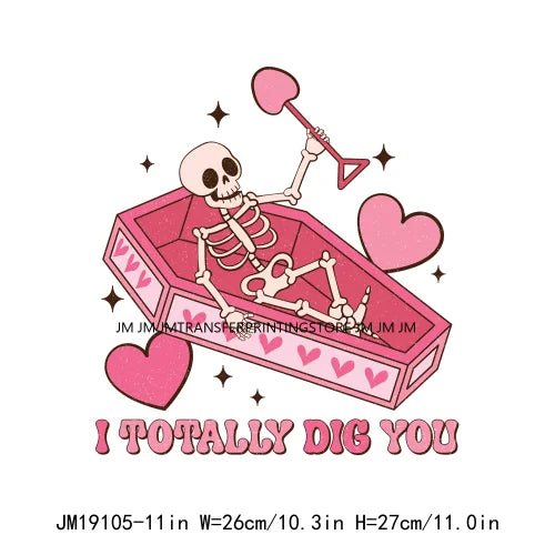 Pink Retro Skeleton Anti Valentine Club Talk About Love Dead Inside But It's Valentine's Skull DTF Transfer Stickers For Shirts