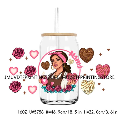 Chingona Chicana Mom 16OZ UV DTF Cup Wrap Transfer Stickers Chibi Mama Custom Label Durable Waterproof Logo For Libbey Glass Can